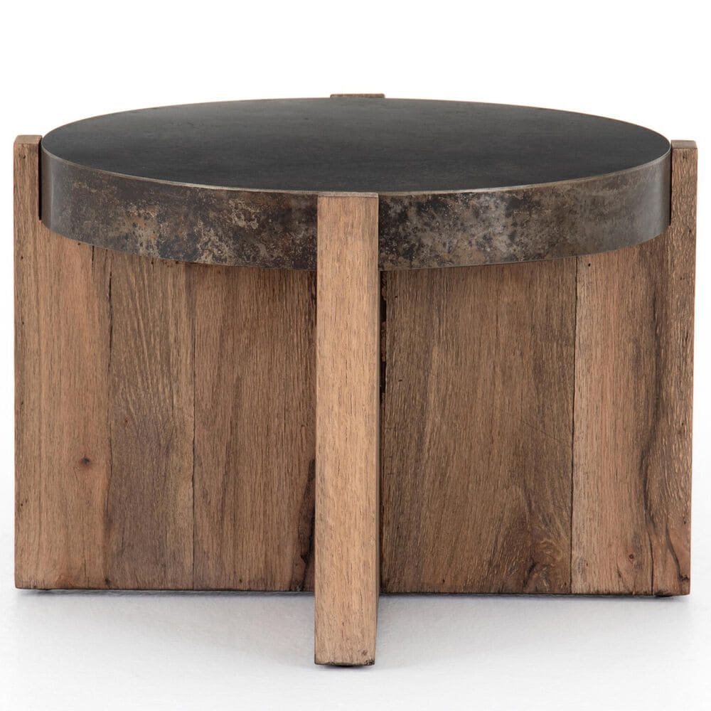 Four Hands Bingham End Table in Rustic Oak and Distressed Iron, , large