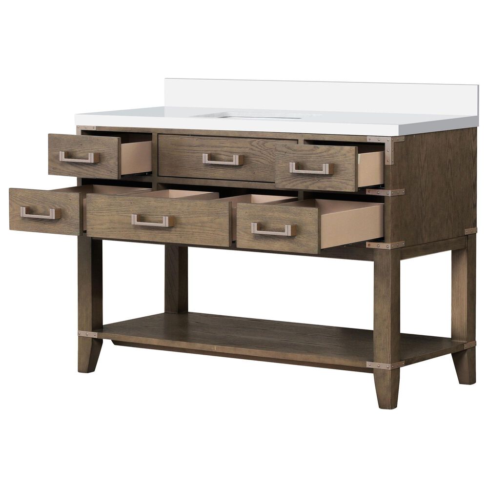 Lexora Home Norwalk 48&quot; Single Bathroom Vanity in Grey Oak with White Cultured Marble Top and Rectangular Sink, , large