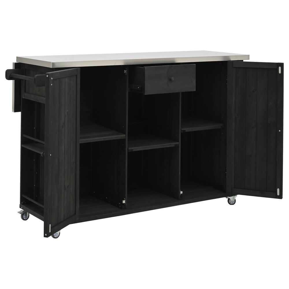 Hearth and Haven Outdoor Kitchen Island with Stainless Steel Top in Black, , large