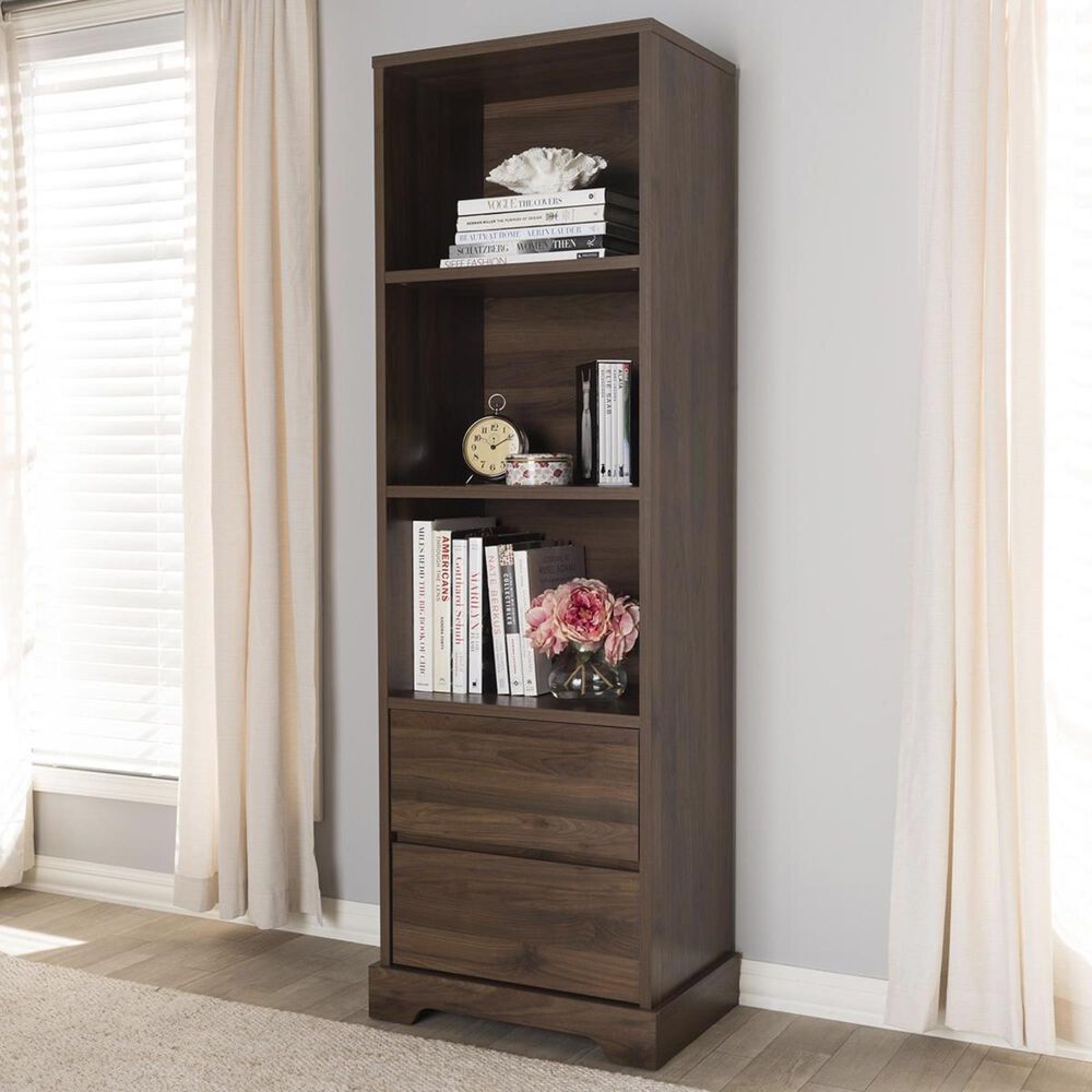 Baxton Studio Burnwood Bookcase in Brown, , large