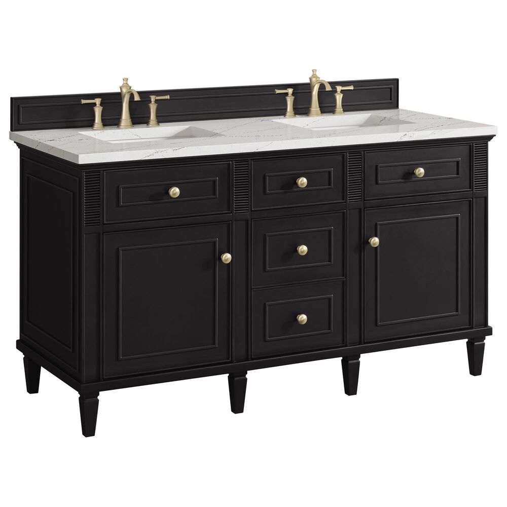 James Martin Vanities Lorelai 60" Double Vanity in Black Onyx with 3 cm Ethereal Noctis Quartz Top, , large