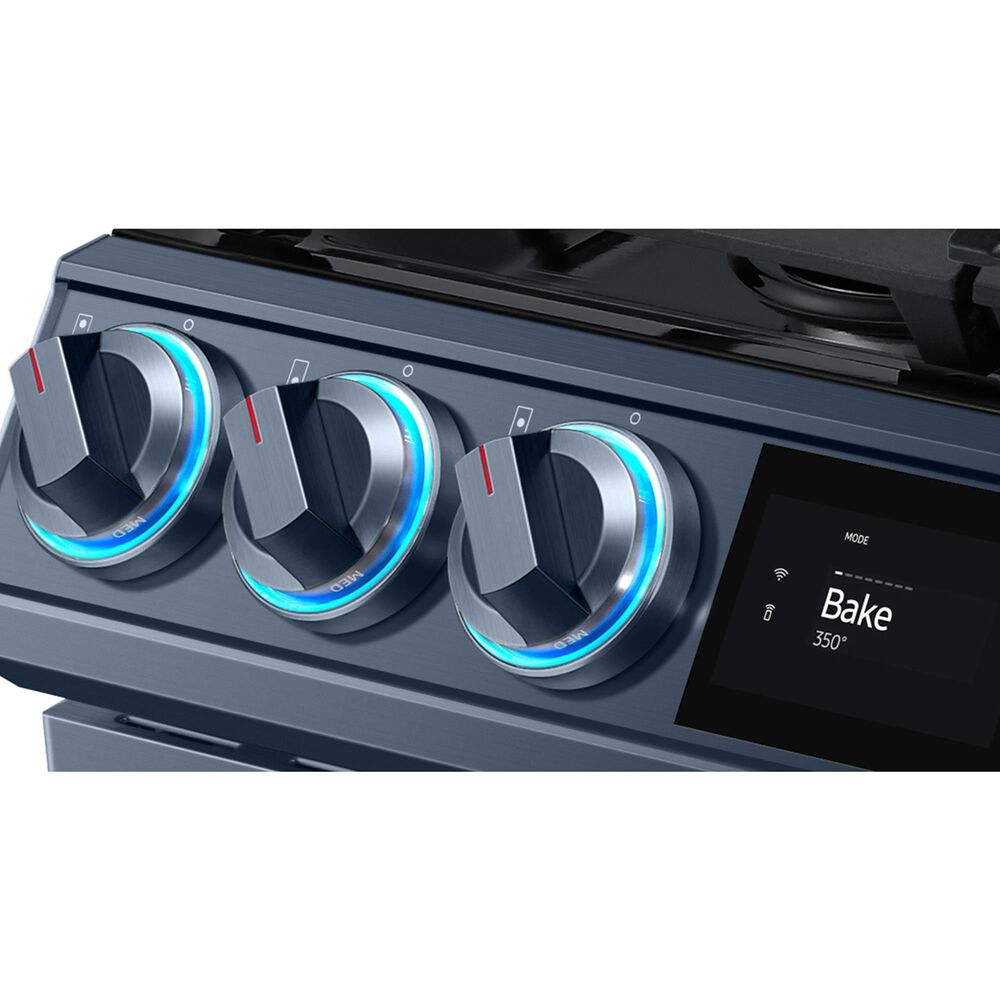 Samsung Bespoke Smart Slide-in Gas Range 6.0 cu. ft. w/ Smart Dial, Air Fry &amp; Wi-Fi in Navy Steel, , large