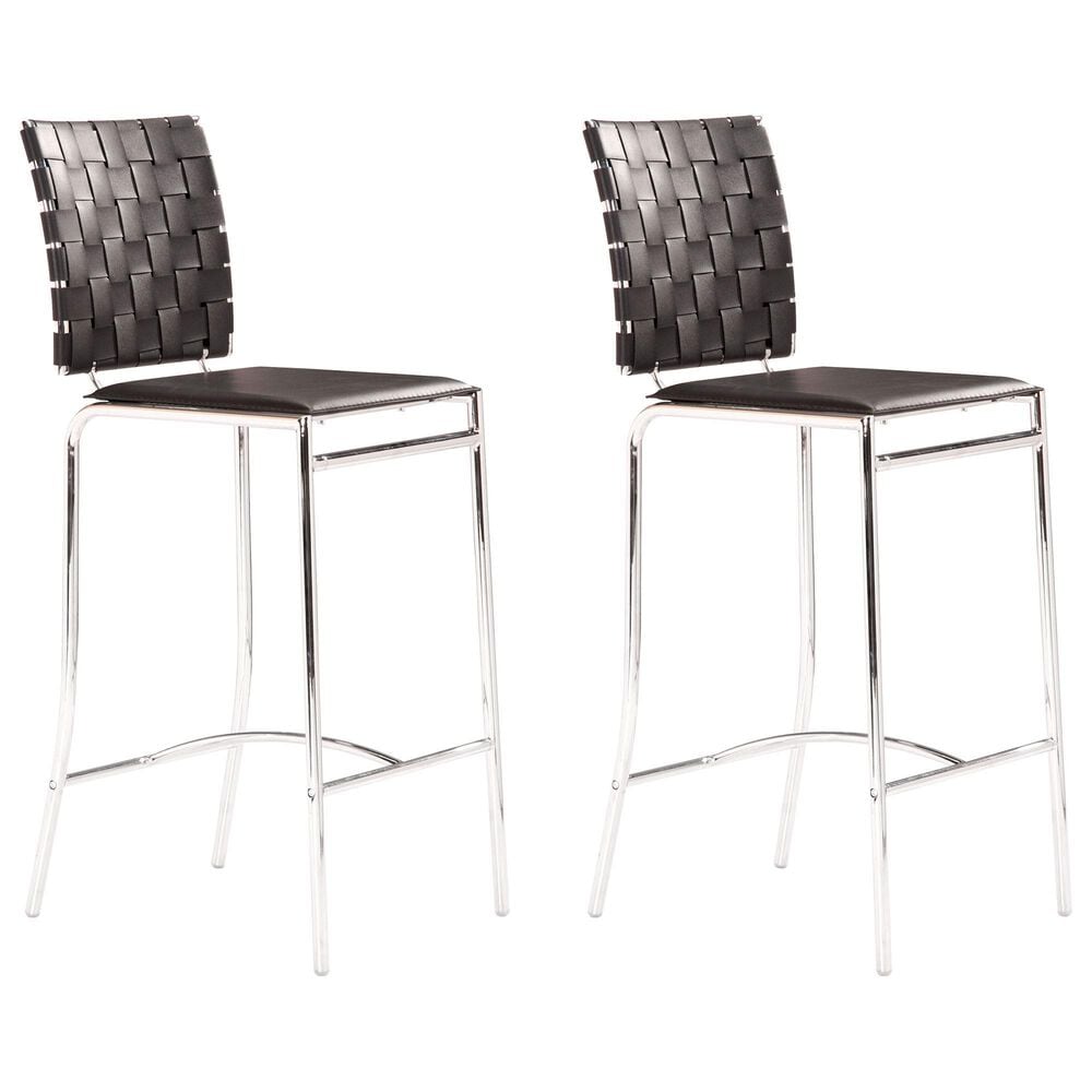 Zuo Modern Criss Cross Counter Stool in Black (Set of 2), , large