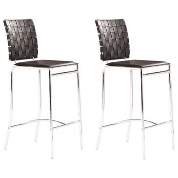 Zuo Modern Criss Cross Counter Stool in Black (Set of 2), , large