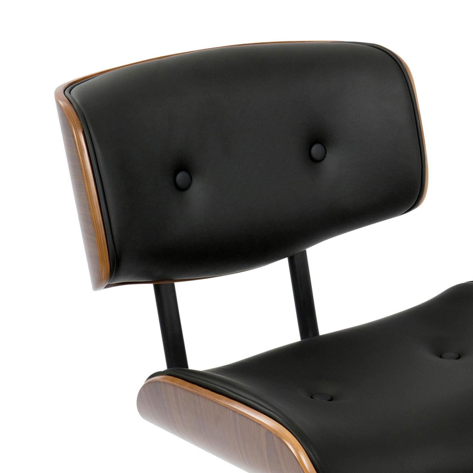 Lumisource Lombardi Desk Chair with Black Cushion in Walnut and Black