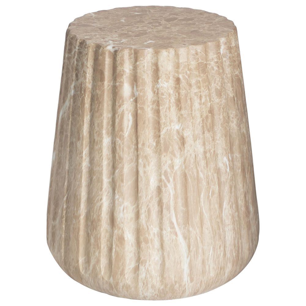 Hearth and Haven Outdoor Carved Side Table with Faux Natural Stone Texture in Gold, , large