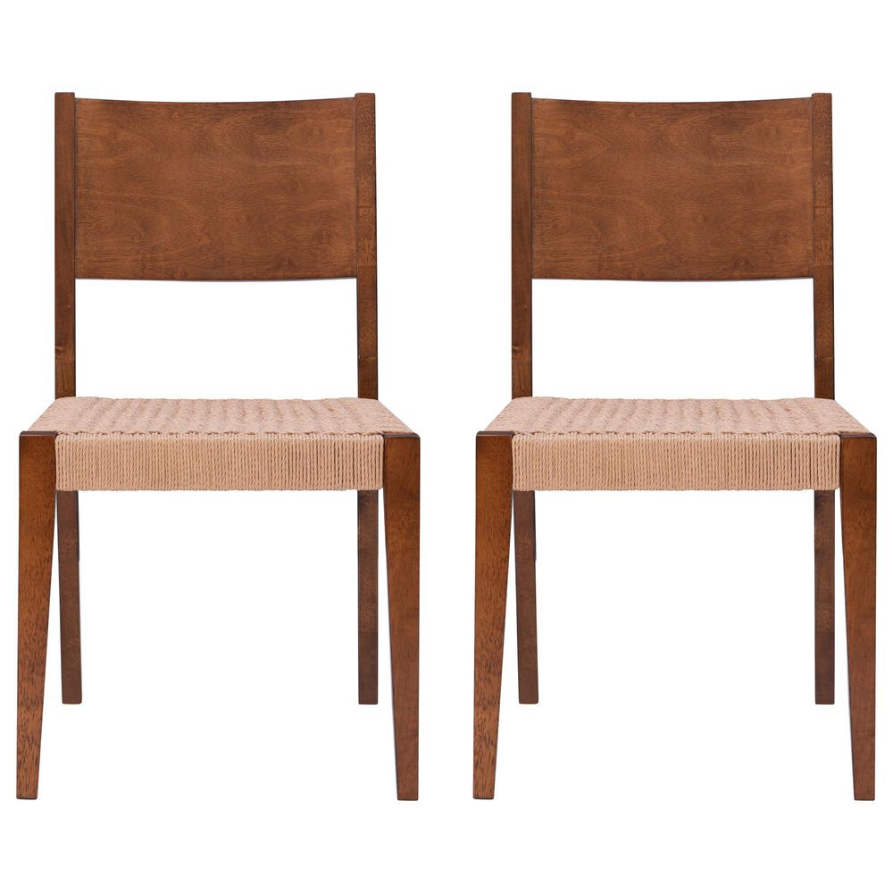 Linon Home Decor Cadence Side Chair with Woven Rope Seat in Brown (Set of 2), , large