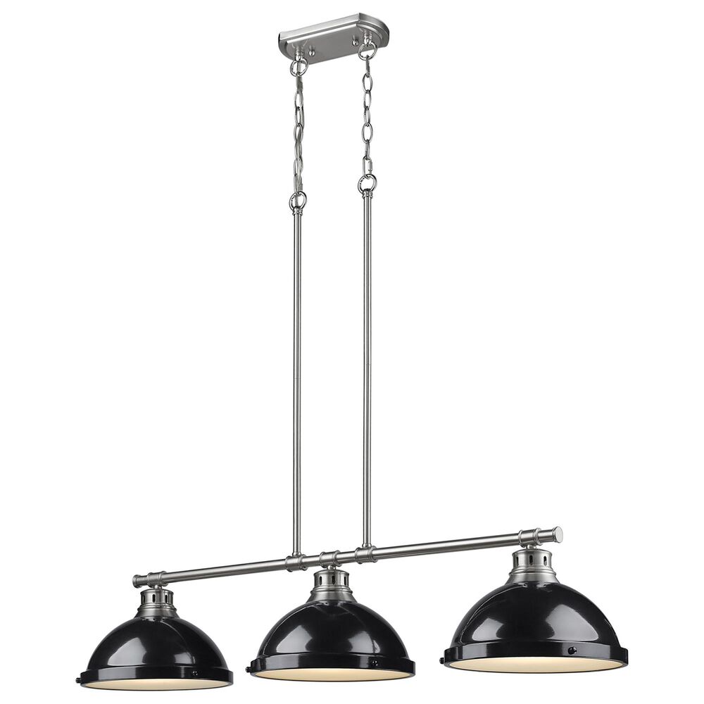 Golden Lighting Duncan 3-Light Pendant with Black Shade in Pewter, , large