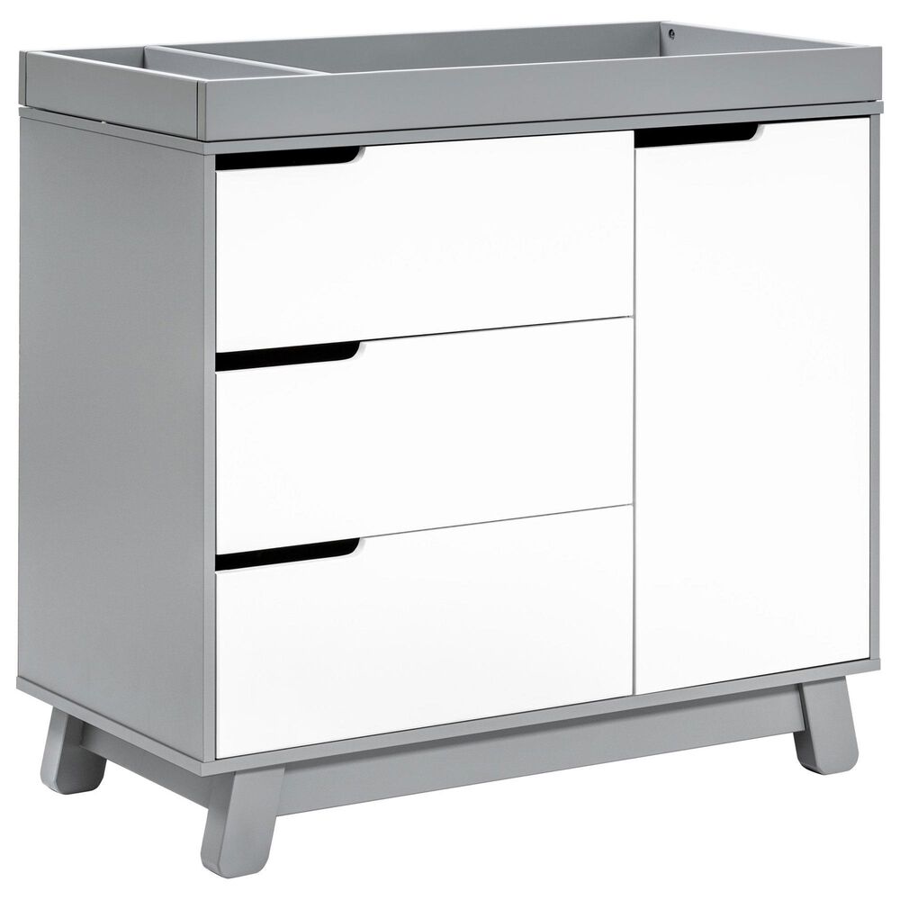 Babyletto Hudson 3 Drawer Changer Dresser in Grey and White, , large
