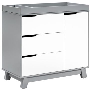 Babyletto Hudson 3 Drawer Changer Dresser in Grey and White, , large
