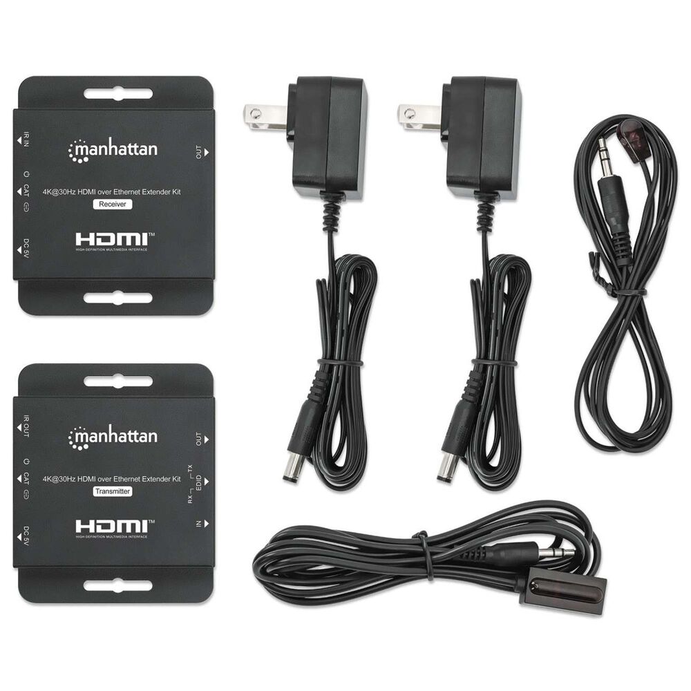 Manhattan 4K 30Hz HDMI over Ethernet Extender Kit in Black, , large