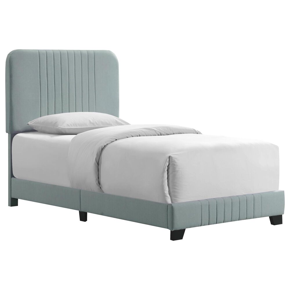 Accentric Approach Twin Upholstered Bed in Blue, , large