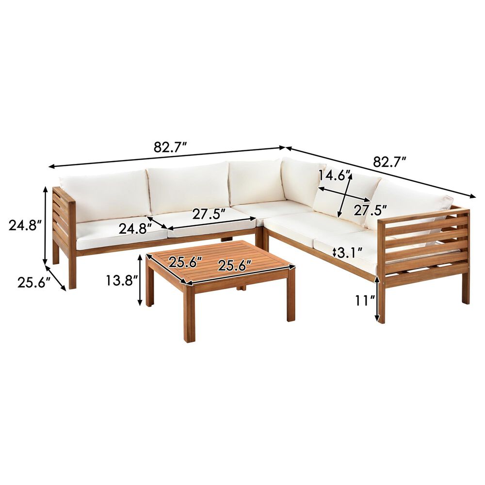 Hearth and Haven 4-Piece Outdoor Sectional Set in Beige, , large