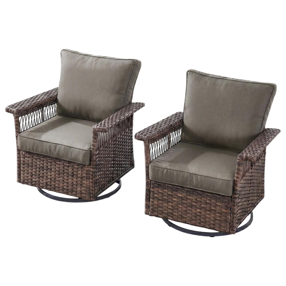 Sunwell Garden Patio Swivel Glider Chair in Gray (Set of 2), , large