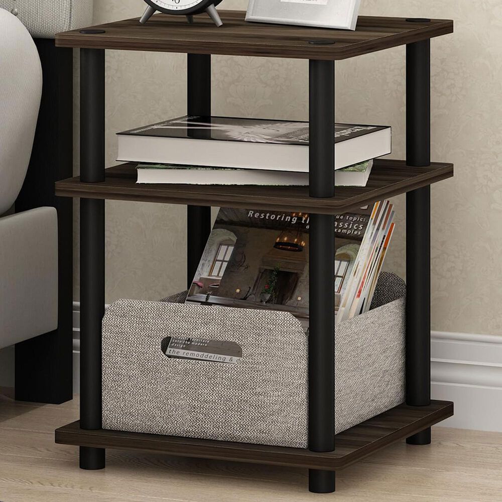 HOMLUX 3-Tier Side Table in Columbia Walnut and Black, , large