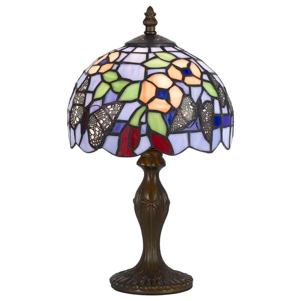 Cal Lighting 8" Tiffany Accent Lamp in Antique Brass, , large