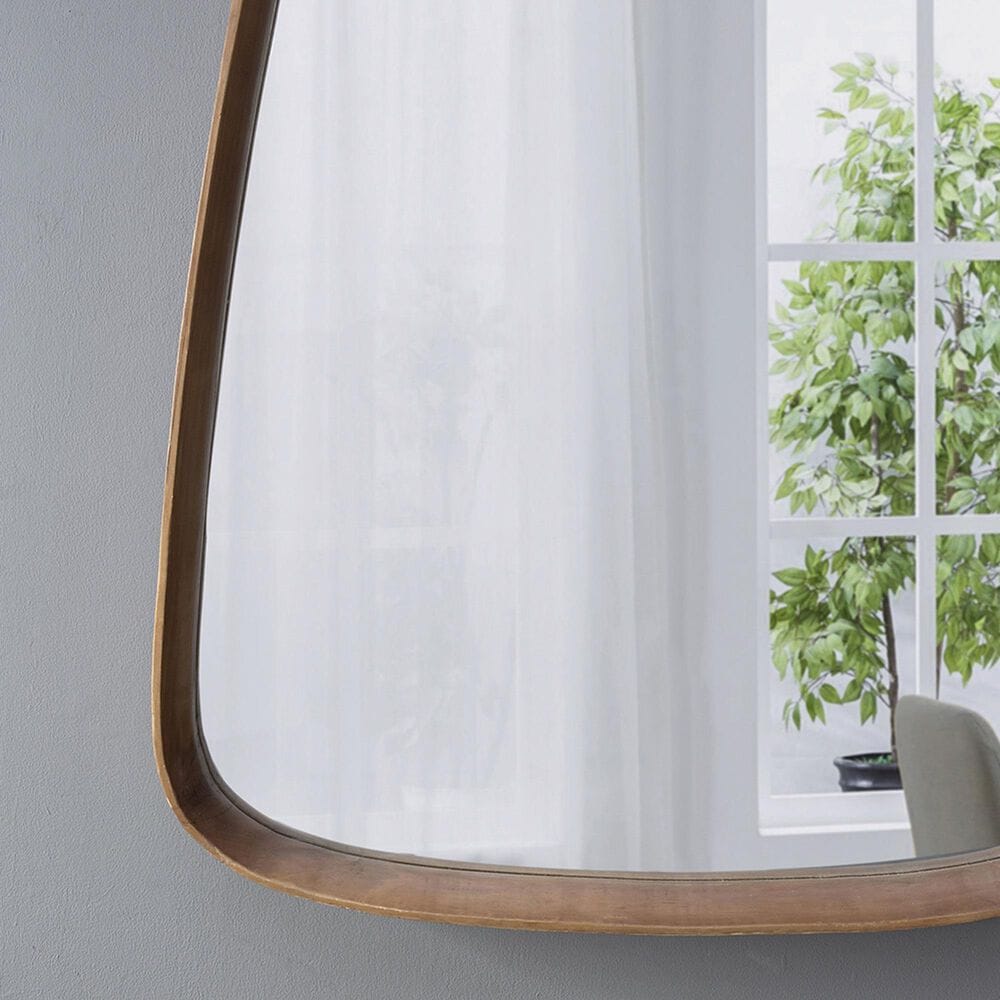 A&amp;B Home Wayne 37.5&quot; Curved Accent Wall Mirror in Brown, , large
