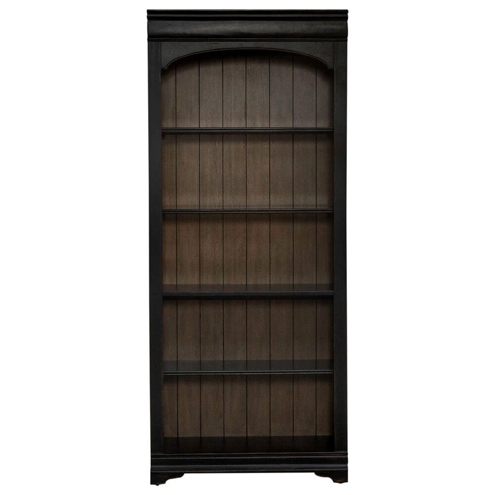 Belle Furnishings Meritage 76" Bunching Bookcase in Aged Charcoal and Caramel, , large