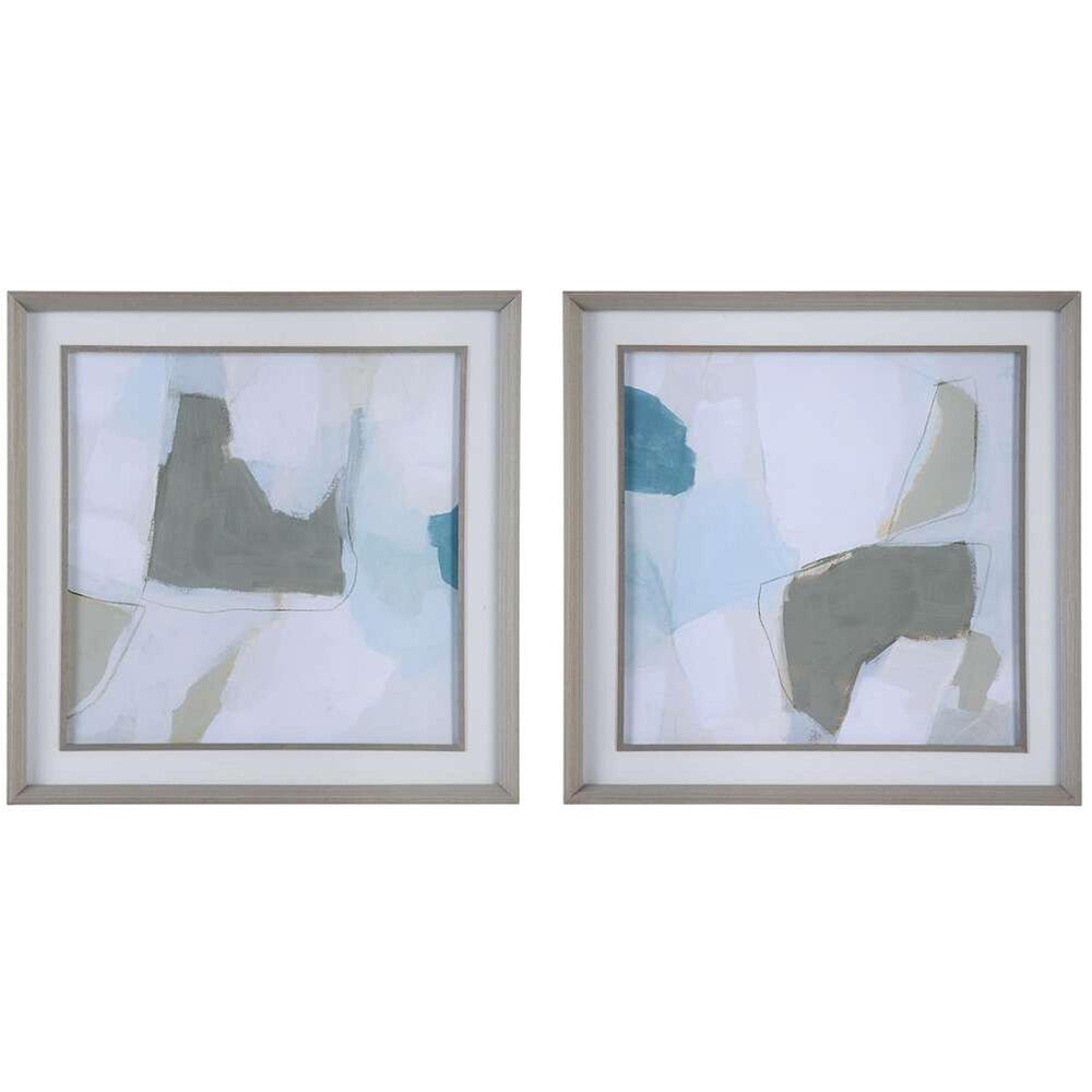 Uttermost Mist Shapes 25&quot; x 25&quot; Framed Print in Blue and Gray &#40;Set of 2&#41;, , large