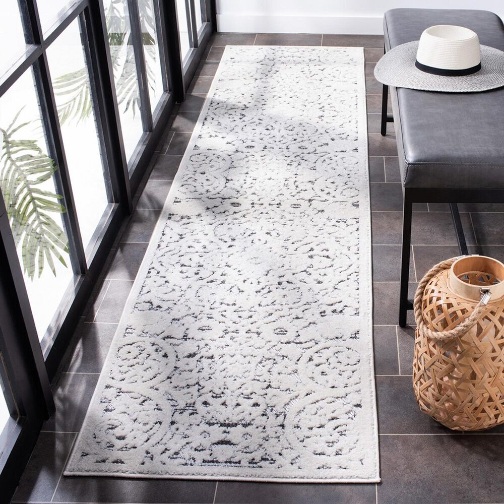 Safavieh Cabana CBN656A 2'2" x 7' Ivory and Grey Indoor/Outdoor Area Performance Rug, , large