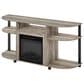 HOMLUX 47" Curved TV Stand with Electric Fireplace in French Oak Grey and Black, , large
