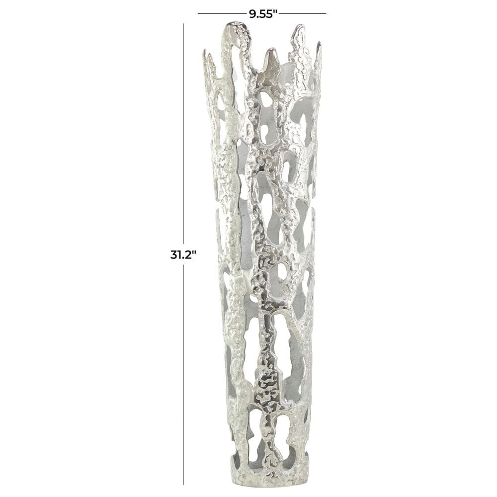 Maple and Jade 9&quot; Abstract Drip Decorative Vase with Melting Designed Body in Silver, , large