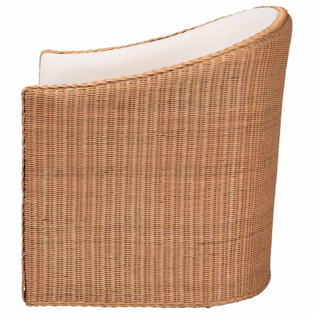 Baxton Studio Tessa Arm Chair with Light Honey Rattan in White, , large