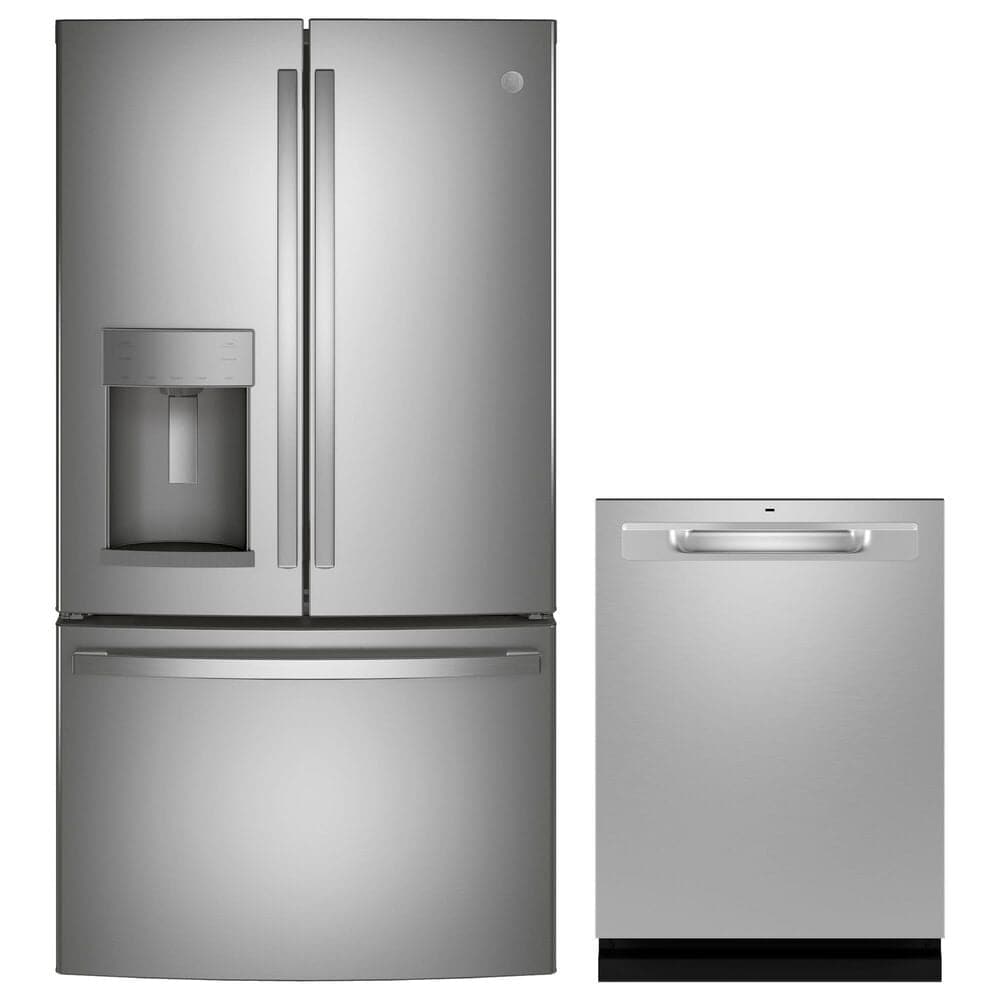 GE Appliances 2-Piece Kitchen Package with 27.7 Cu. Ft. French-Door Refrigerator and Pocket Handle Dishwasher in Fingerprint Resistant Stainless, , large