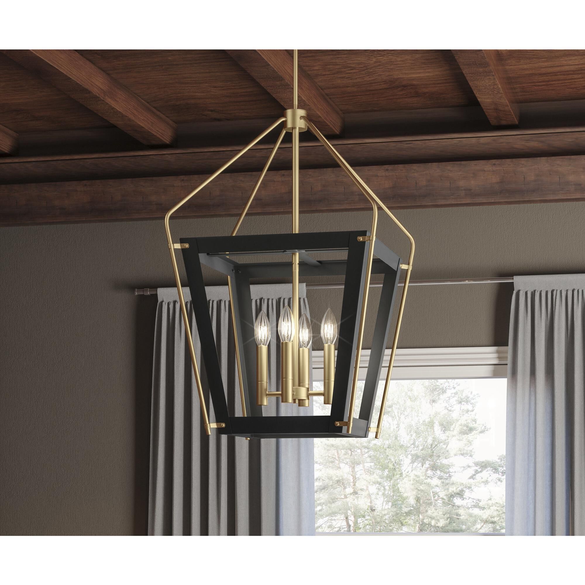 Quoizel Abbeville 4 Light Pendant Ceiling Light in Earth Black and Gold