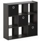 HOMLUX 9-Cube Standing Bookshelf with Bins in Espresso, , large
