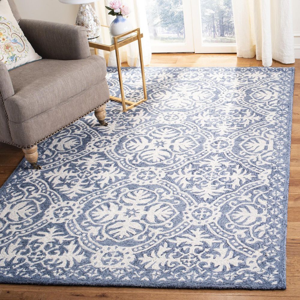Safavieh Micro-Loop MLP606M 4&#39; x 6&#39; Blue and Ivory Area Rug, , large