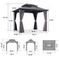 HOMLUX 8" x 10" Outdoor Hardtop Gazebo with Galvanized Steel Roof, Netting, and Curtains Gray, , large
