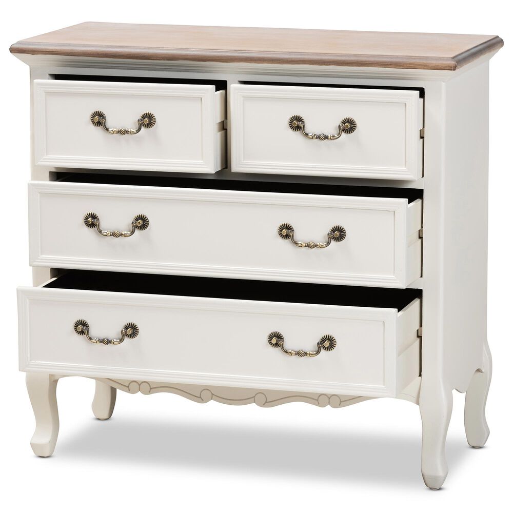 Baxton Studio Amalie 4-Drawer Accent Storage Cabinet in White and Oak, , large