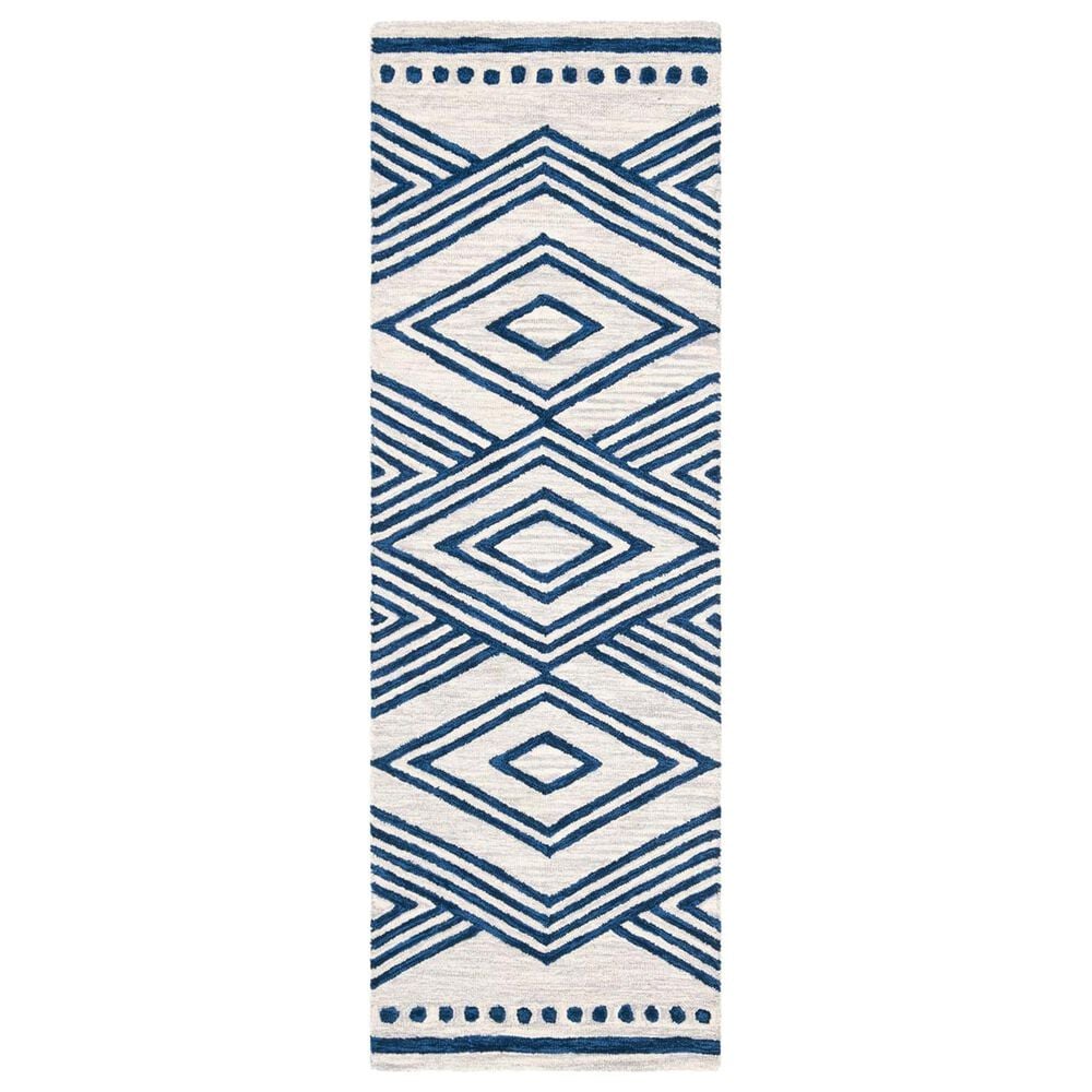 Safavieh Micro-Loop Southwestern 2"3" x 7" Ivory and Navy Runner, , large
