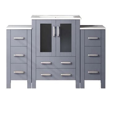 Lexora Home Volez 48" Single Bathroom Vanity in Dark Grey with White Ceramic Top and Rectangular Sink, , large