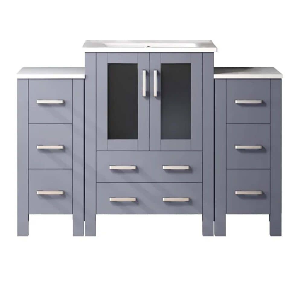 Lexora Home Volez 48" Single Bathroom Vanity in Dark Grey with White Ceramic Top and Rectangular Sink, , large