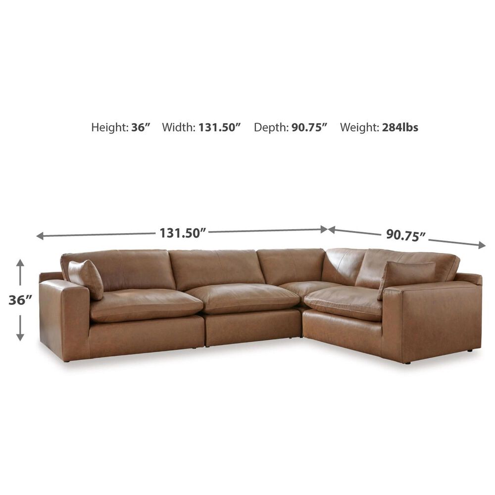 Ashley Emilia 4-Piece Stationary Reversible Sectional in Caramel, , large