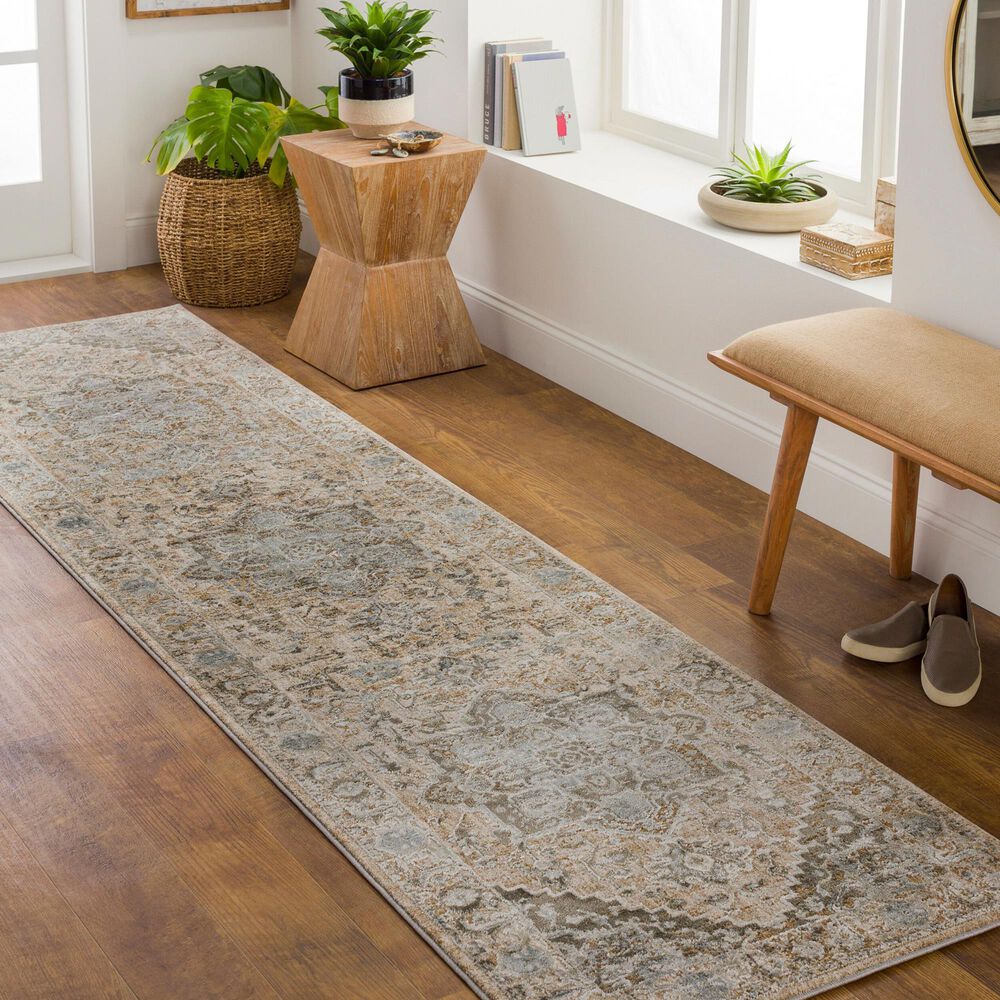 Surya Brunswick 2&#39;7&quot; x 10&#39; Light Beige, Taupe, Olive, Light Gray, Charcoal, White, Teal and Dusty Sage Runner, , large