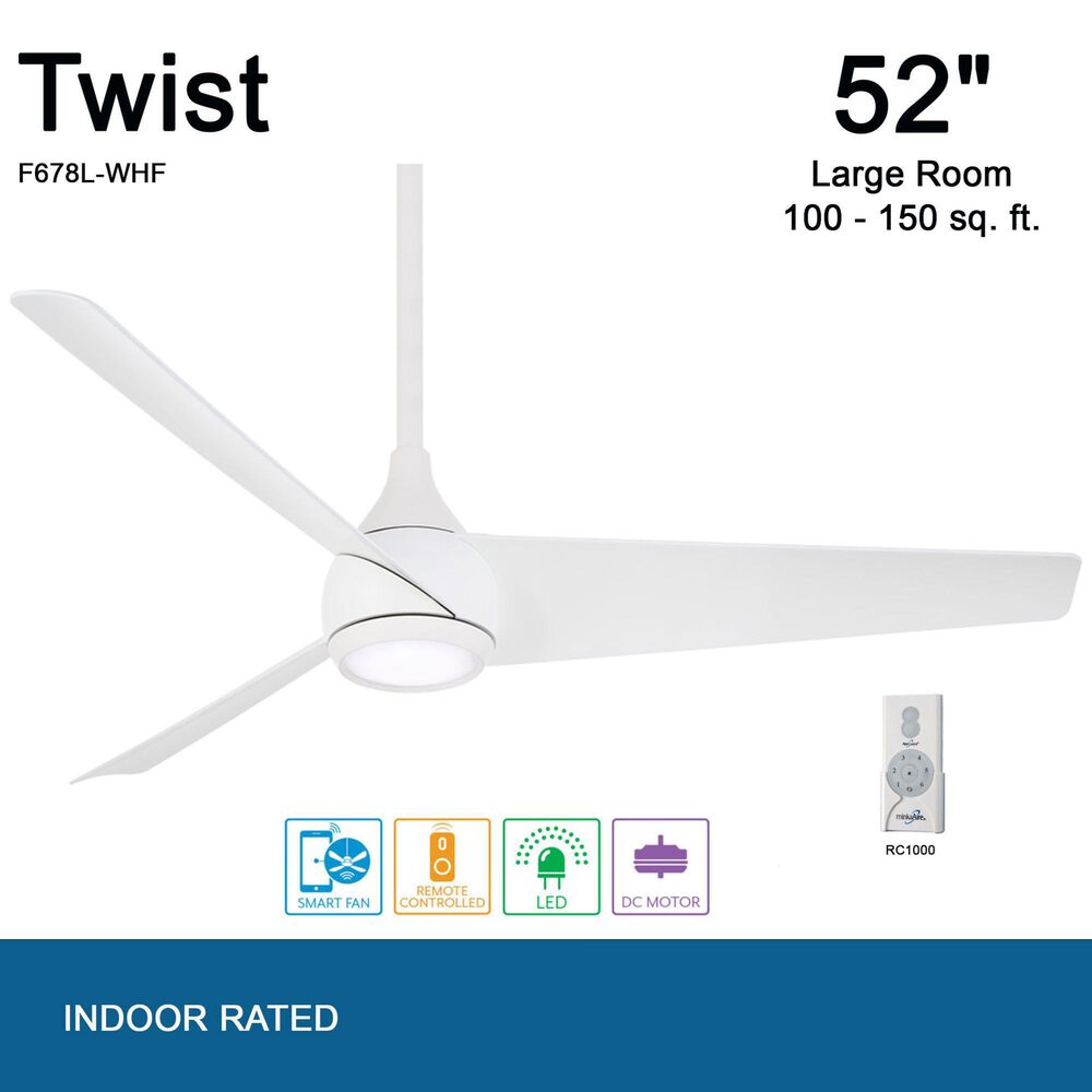 Minka-Aire Twist 52" Ceiling Fan with LED Light in Flat White, , large