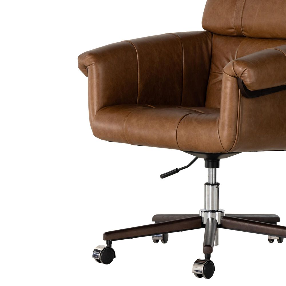 Four Hands Allston Desk Chair in Mocha Ash and Polished Aluminum, , large