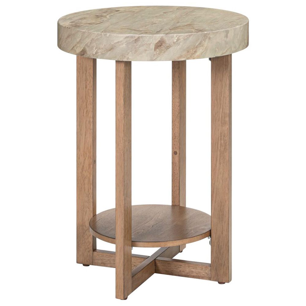 Belle Furnishings Danby Chairside Table in Nutmeg and Alabaster, , large