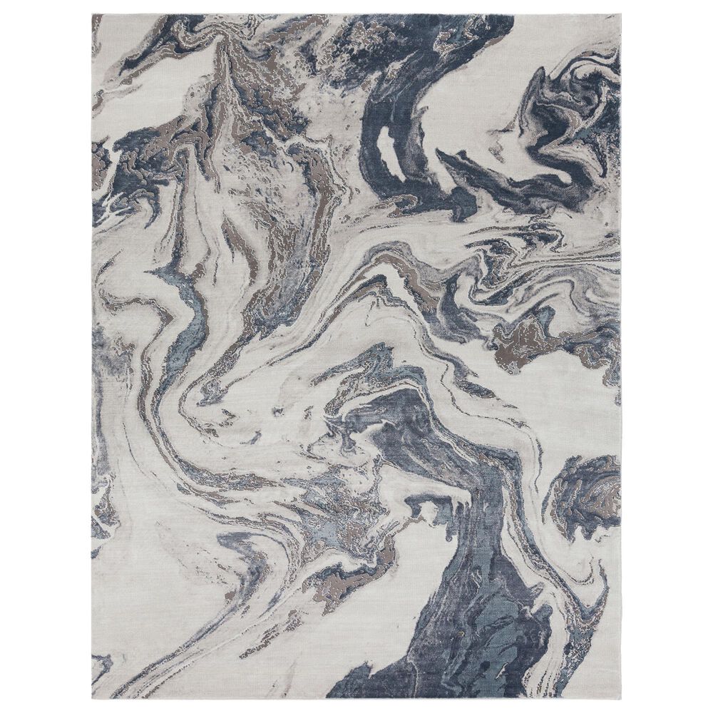 Surya Tibetan 6"7" x 9"6" Dark Blue, Denim, Charcoal, Light Gray and White Area Rug, , large
