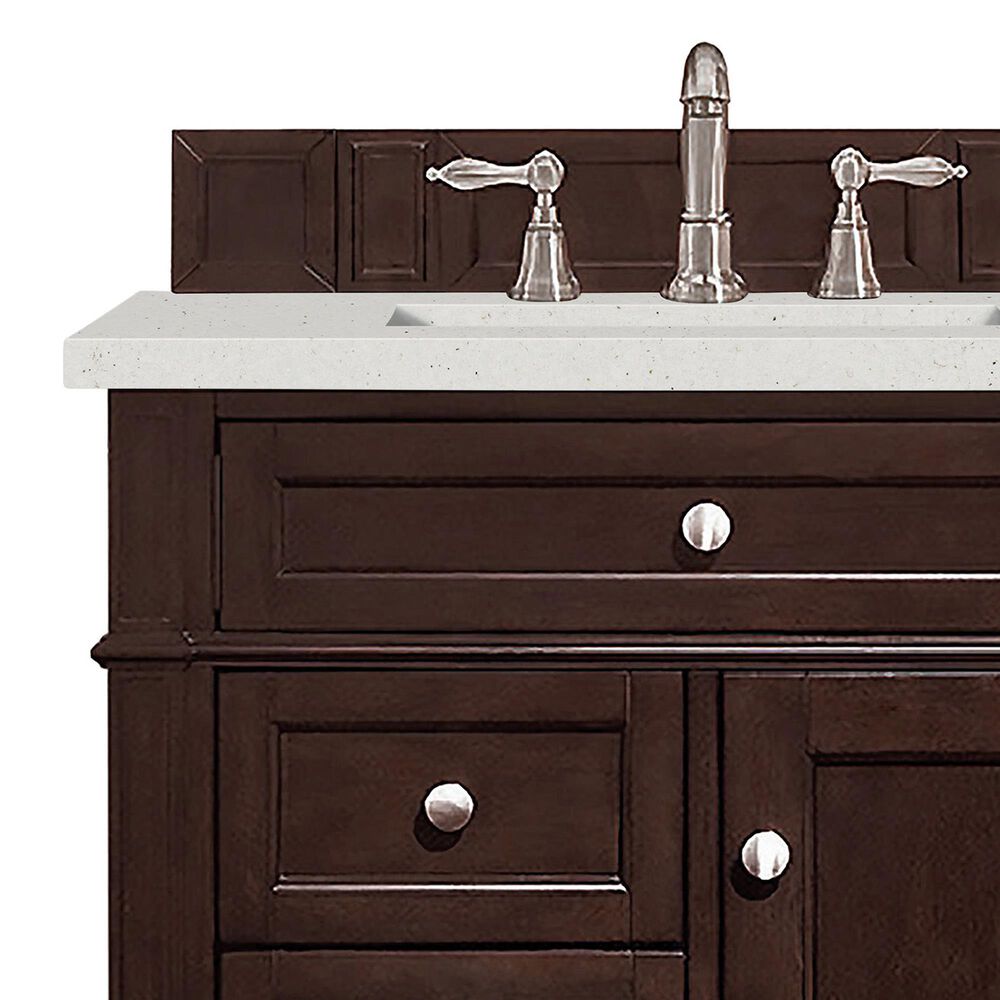 James Martin Vanities Brittany 30&quot; Single Bathroom Vanity in Burnished Mahogany with 3 cm Lime Delight Quartz Top and Rectangular Sink, , large