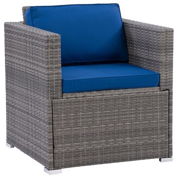CorLiving Parksville Patio Sectional Armchair in Blended Grey and Oxford Blue, , large