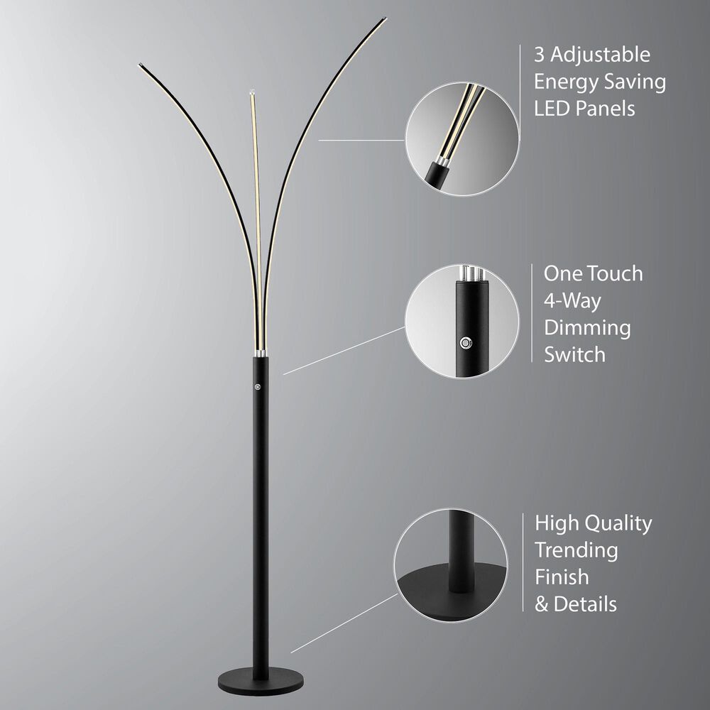 Lite Source Monita 3-Lite LED Arch Lamp in Black, , large
