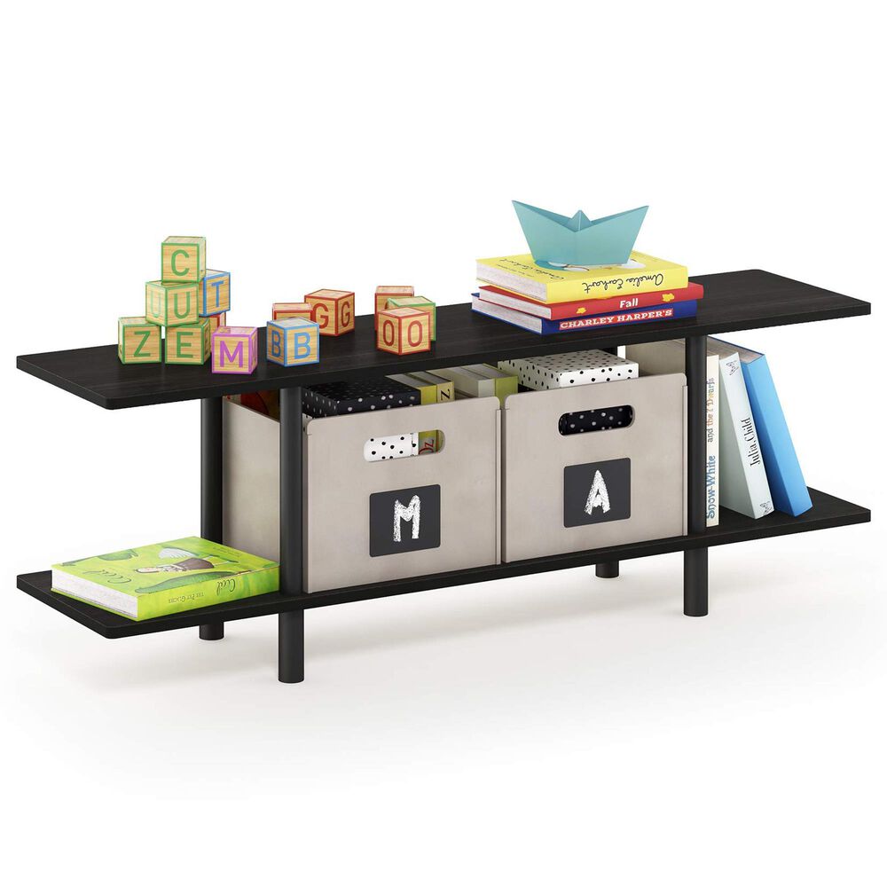 HOMLUX Turn-N-Tube 2-Tier Wide Display Shelf in Espresso and Black, , large