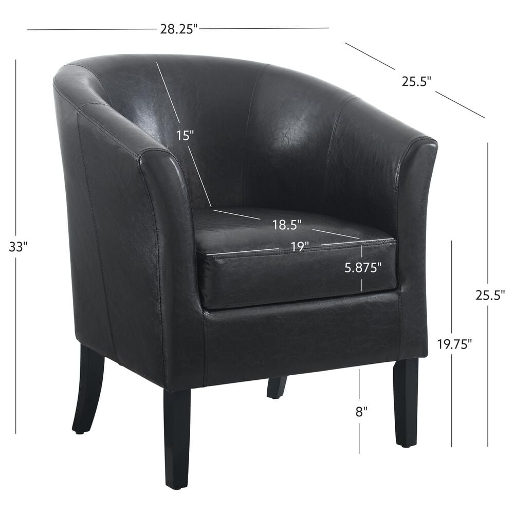 Linon Home Decor Simon Club Chair in Black, , large