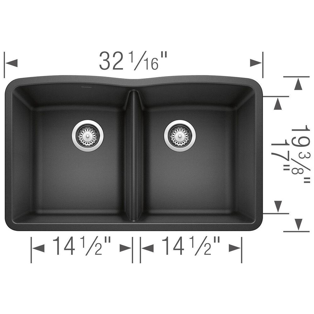 Blanco Diamond 32&quot; Equal Double Bowl Kitchen Sink in Anthracite, , large