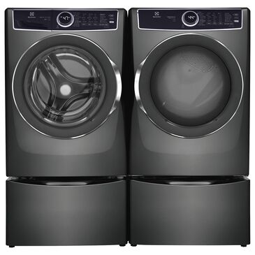 Electrolux 4.5 Cu. Ft. Front Load Washer and 8.0 Cu. Ft. Electric Dryer Laundry Pair with Pedestal in Titanium, , large