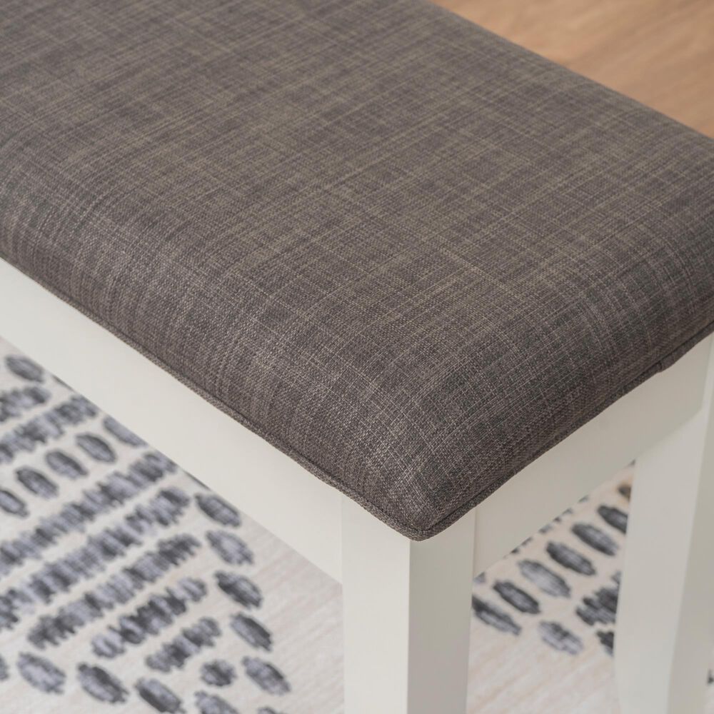 Linon Home Decor Jane Storage Bench with Taupe Cushion in Vanilla White, , large